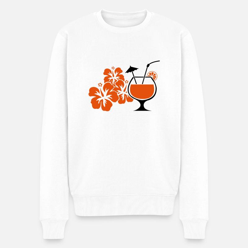 hawaii_blumen_cocktail - Männer Premium Bio Pullover - Weiß