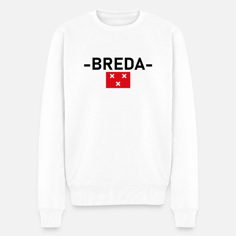 BREDA, texte avec drapeau - Pull Premium bio Homme - blanc