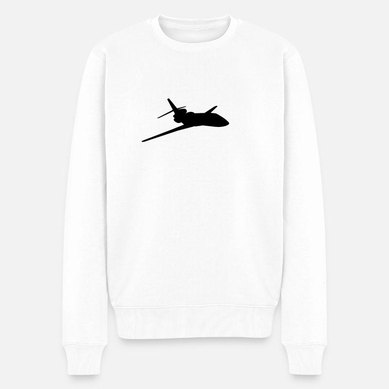 Silhouette mit einem Verkehrsflugzeug - Männer Premium Bio Pullover - Weiß