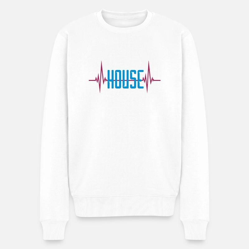 Frequency House Puls Logo - Pull Premium bio Homme - blanc