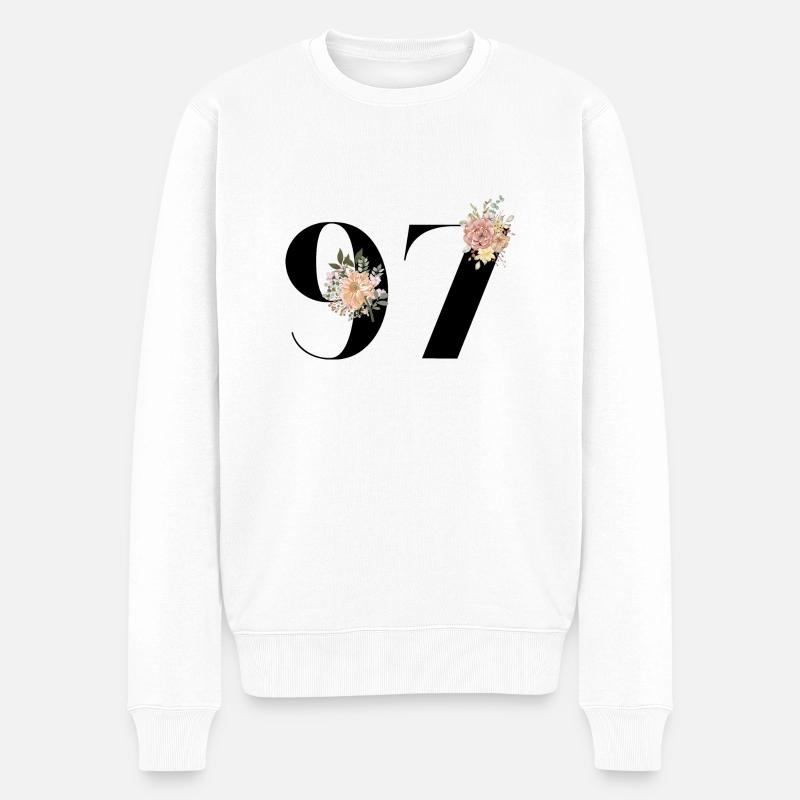 97e anniversaire fleuris (Cadeau de 97 ans) - Pull Premium bio Homme - blanc