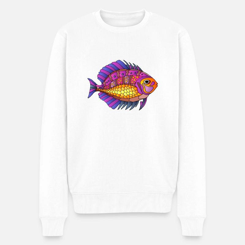 Bunte Fische - Männer Premium Bio Pullover - Weiß