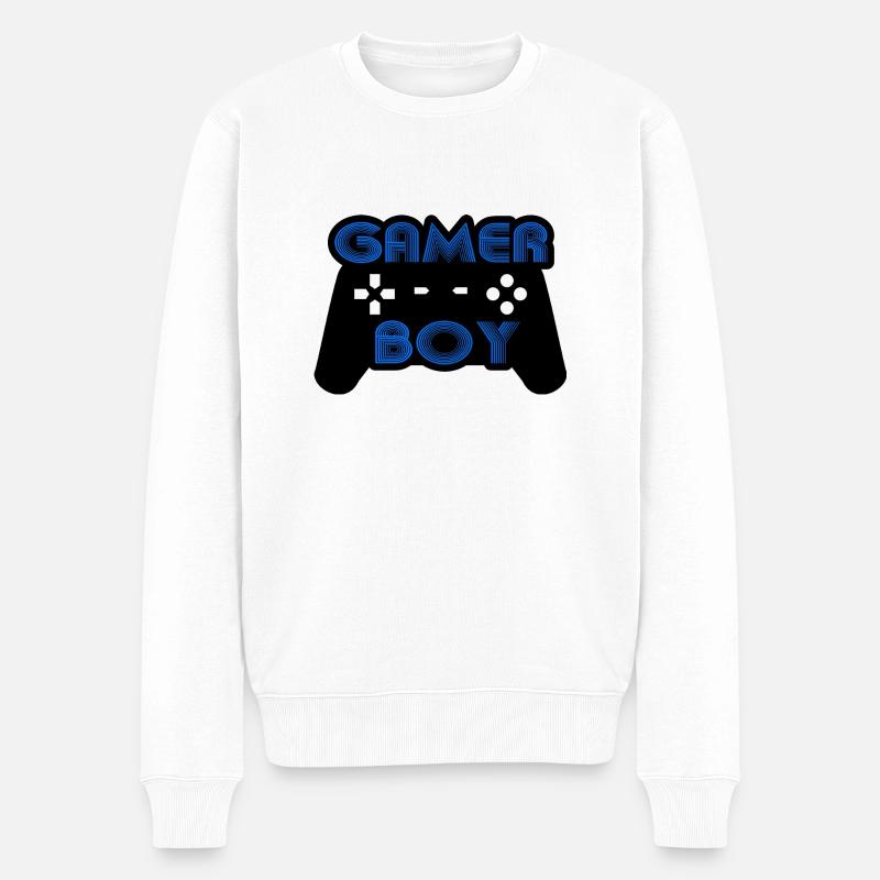 Gamer-Junge - Männer Premium Bio Pullover - Weiß