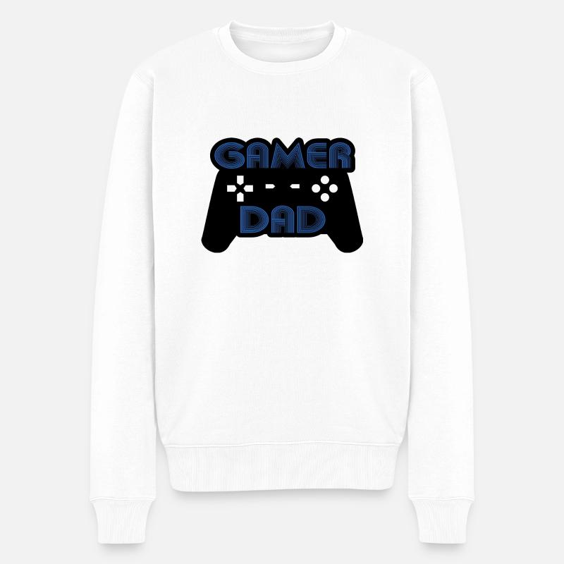 Gamer Papa - Männer Premium Bio Pullover - Weiß