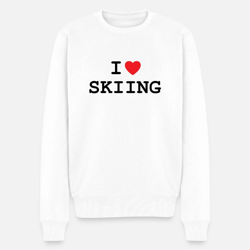Ich liebe Skifahren - Männer Premium Bio Pullover - Weiß