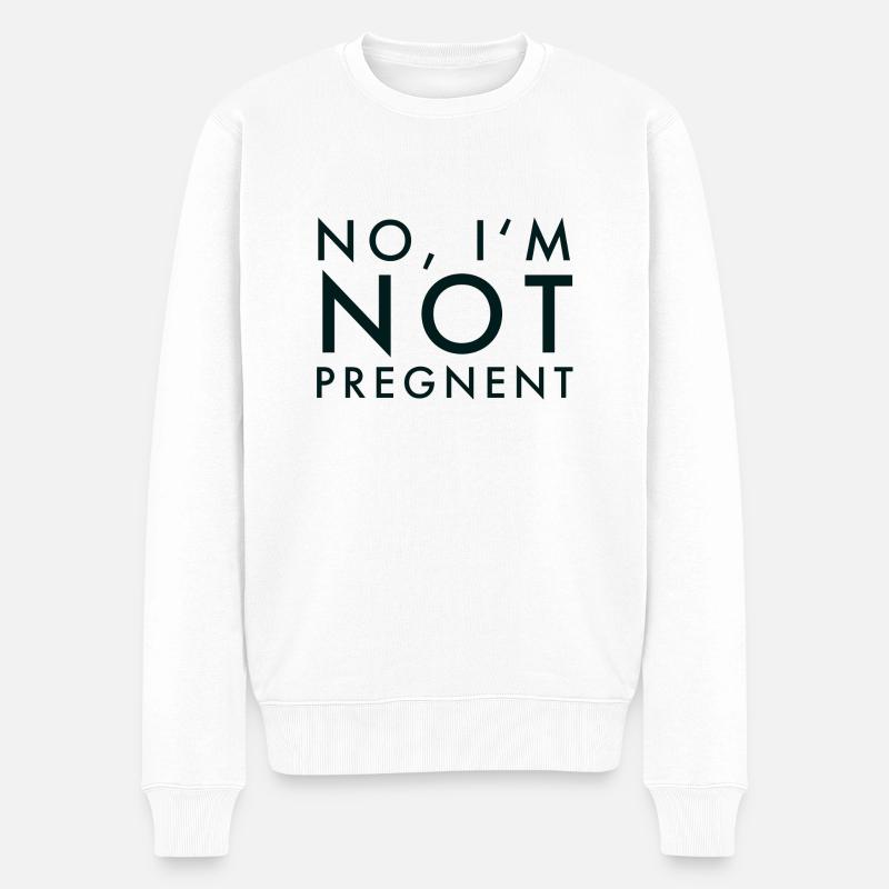 Ich bin nicht schwanger! - Männer Premium Bio Pullover - Weiß