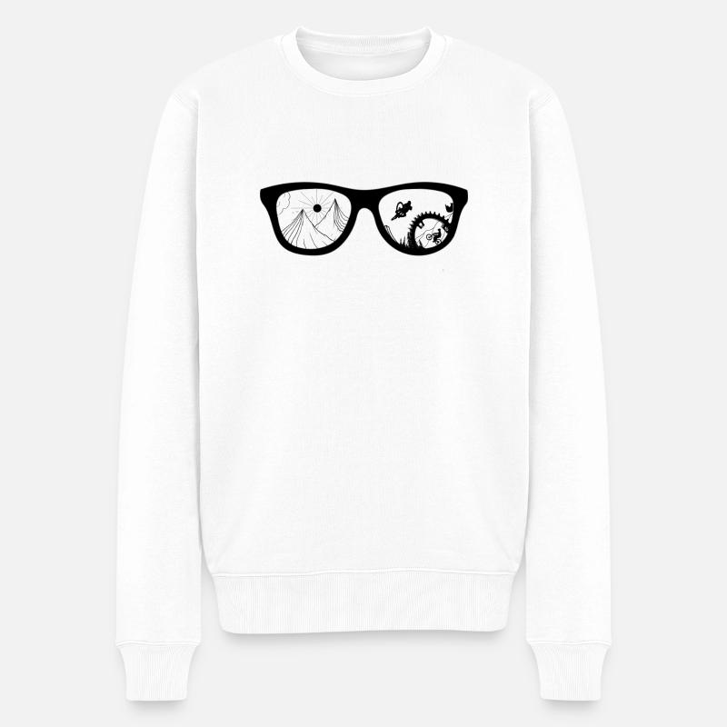 Mountains und bikes 🚴 - Männer Premium Bio Pullover - Weiß