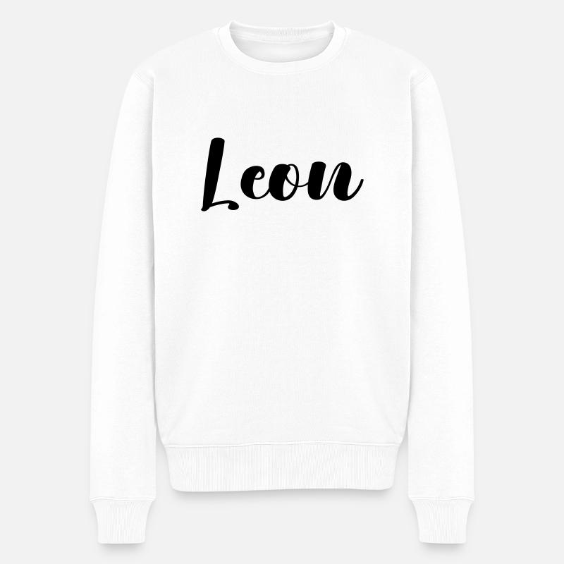 leon - Männer Premium Bio Pullover - Weiß