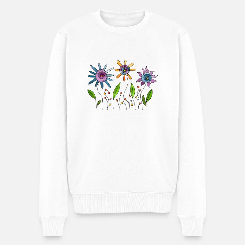 Blumen - Männer Premium Bio Pullover - Weiß