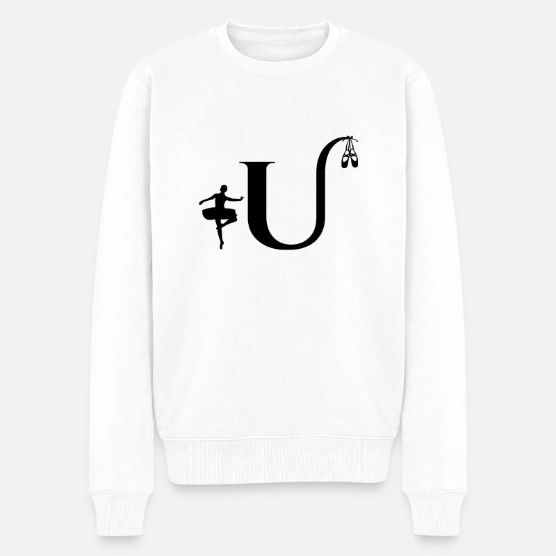 Buchstabe u Ballerina - Männer Premium Bio Pullover - Weiß