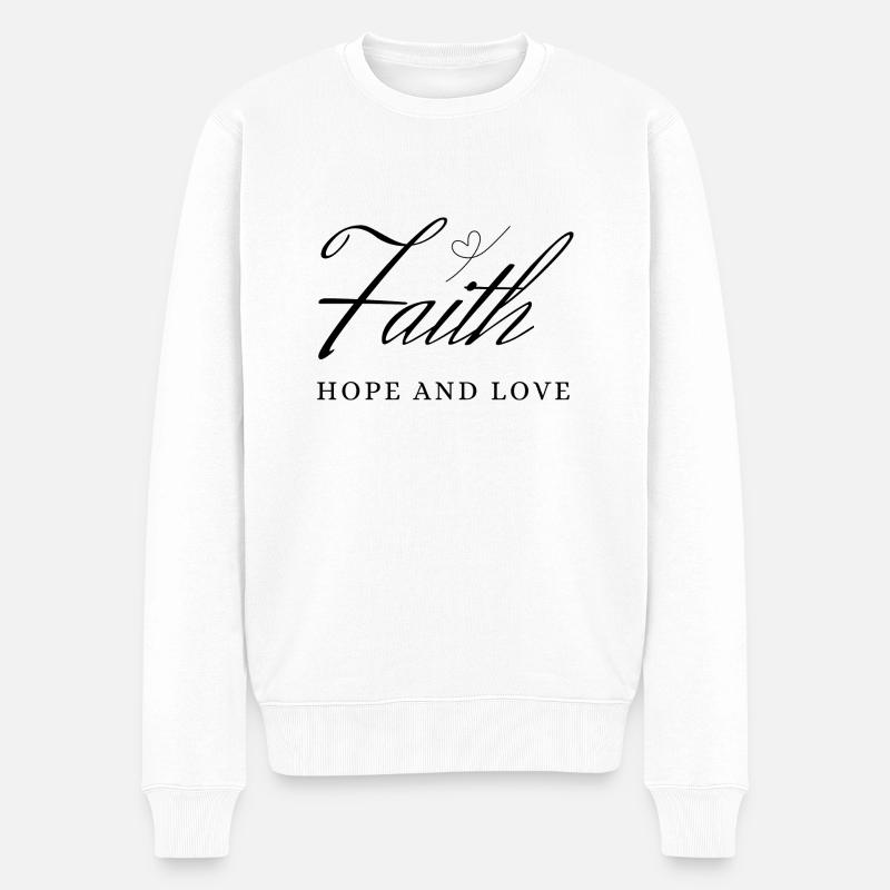 Faith - Männer Premium Bio Pullover - Weiß