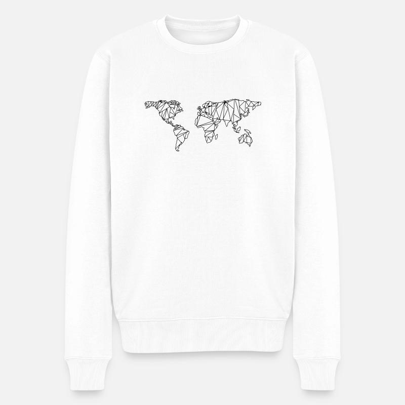 Weltkarte - Männer Premium Bio Pullover - Weiß