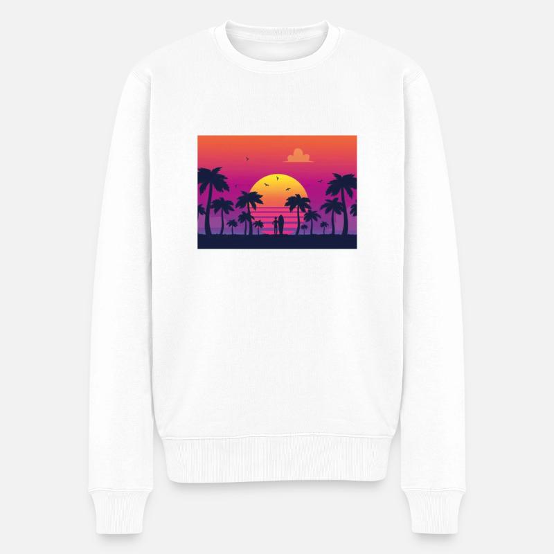 Surf au coucher du soleil - Pull Premium bio Homme - blanc