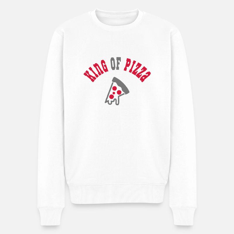 Ich liebe Pizza - Männer Premium Bio Pullover - Weiß