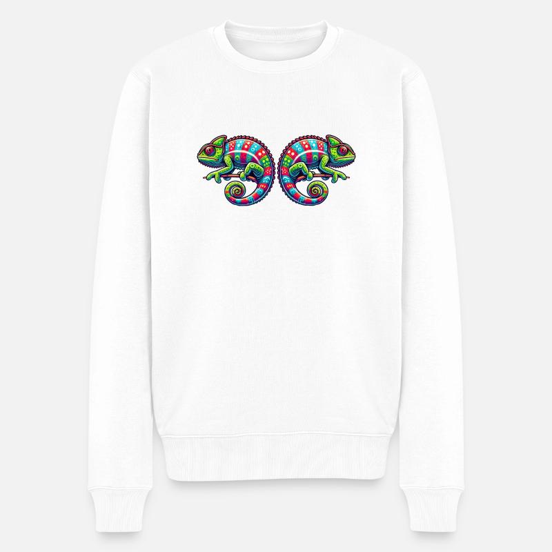 Chamäleon - Männer Premium Bio Pullover - Weiß