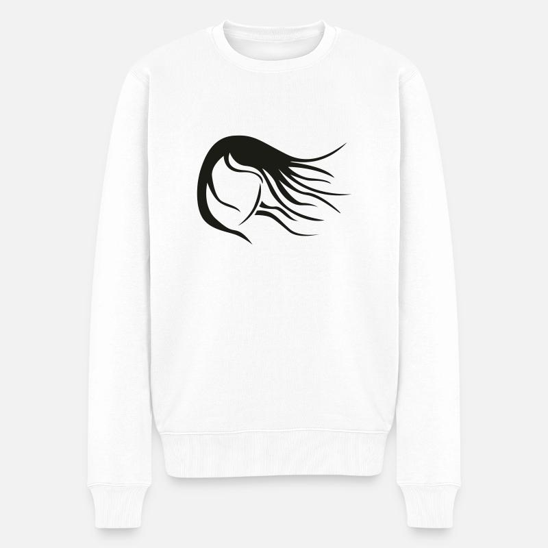 Haare - Männer Premium Bio Pullover - Weiß