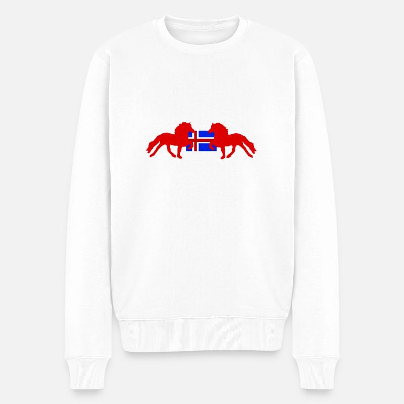 Isländer mit Flagge - Männer Premium Bio Pullover - Weiß