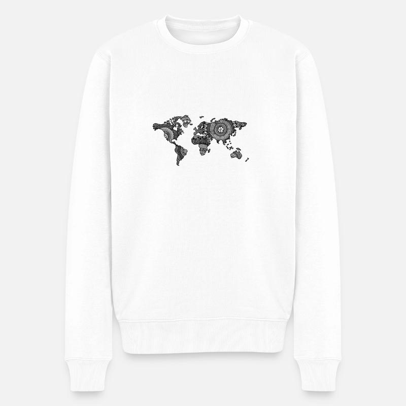 World - Männer Premium Bio Pullover - Weiß