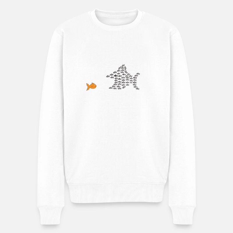 Fischschwarm - Männer Premium Bio Pullover - Weiß