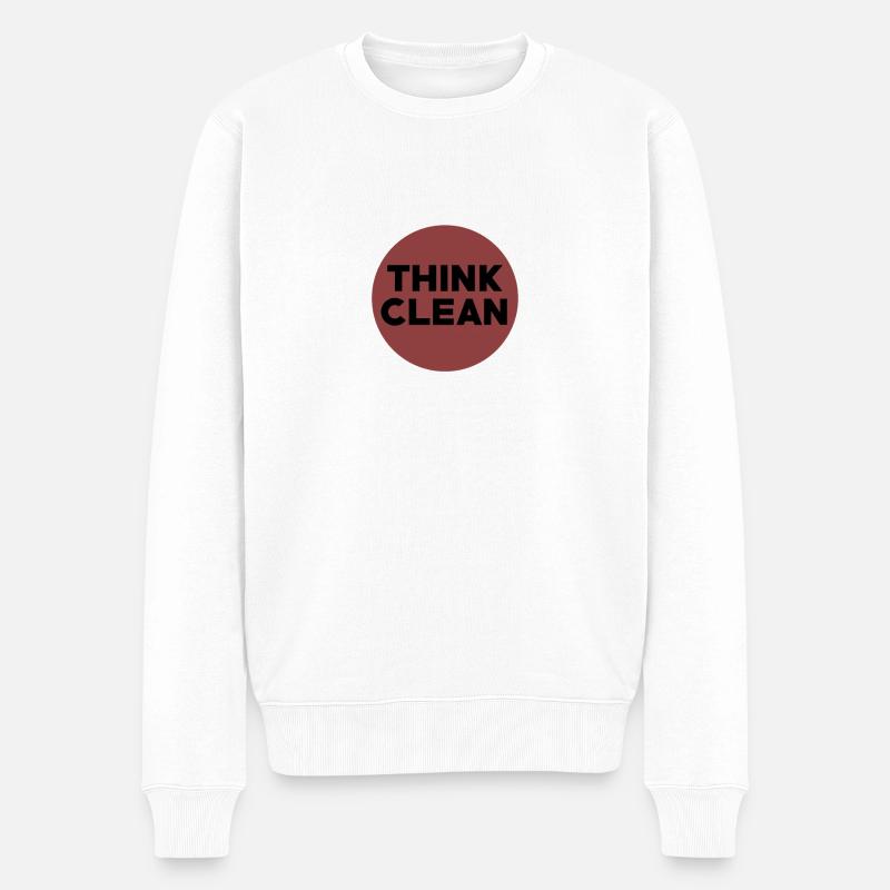 THINK CLEAN - Männer Premium Bio Pullover - Weiß