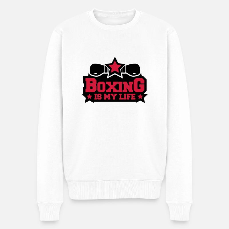 boxing_is_my_life_c2 - Pull Premium bio Homme - blanc