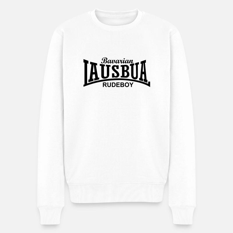 Bavarian Rudeboy Lausbua - Männer Premium Bio Pullover - Weiß
