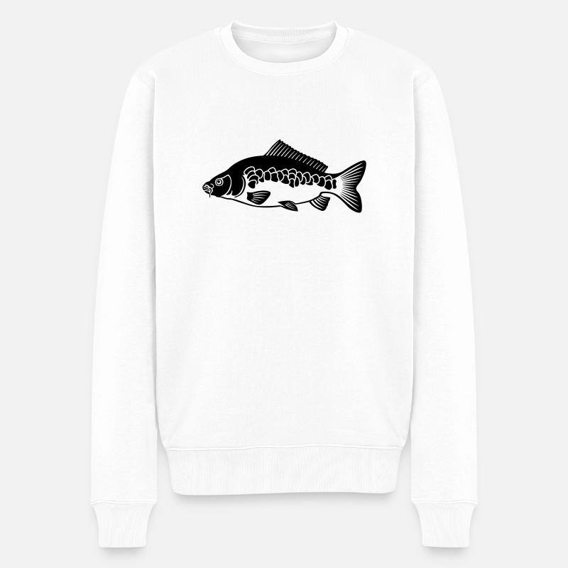 Karpfen (Carp) - Männer Premium Bio Pullover - Weiß
