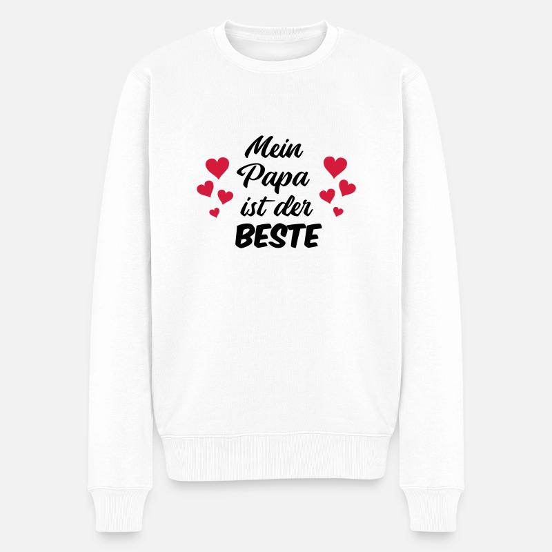 papa_ist_der_beste - Männer Premium Bio Pullover - Weiß