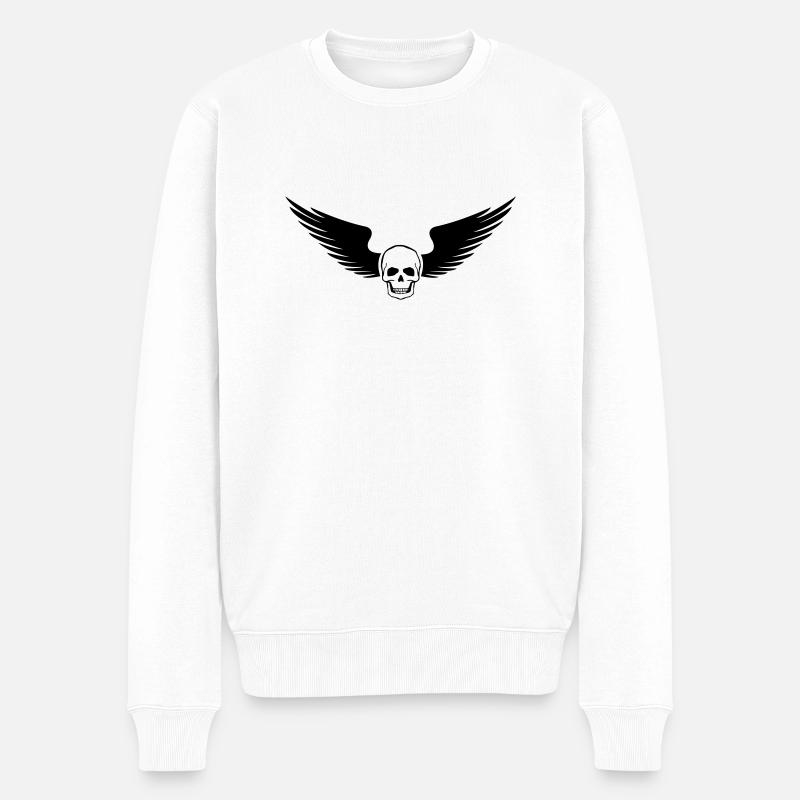 skull_fluegel_ - Männer Premium Bio Pullover - Weiß