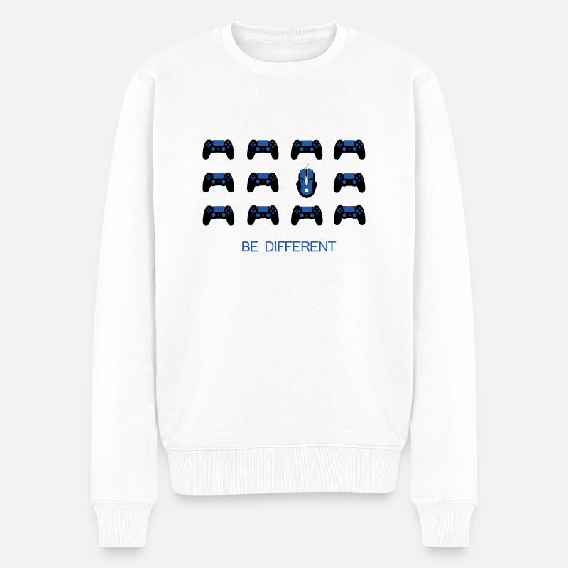 BLEU NOIR - SOYEZ DIFFÉRENT - Pull Premium bio Homme - blanc