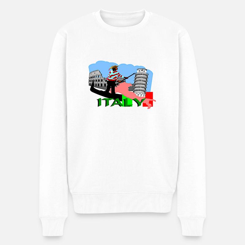 Italien - Männer Premium Bio Pullover - Weiß