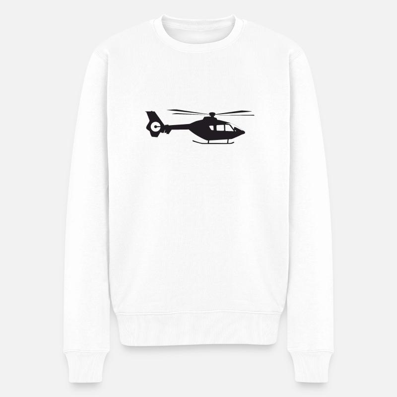 Vue latérale de l'hélicoptère - Pull Premium bio Homme - blanc