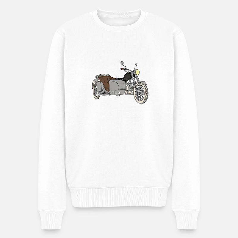 Motorrad mit Beiwagen - Männer Premium Bio Pullover - Weiß