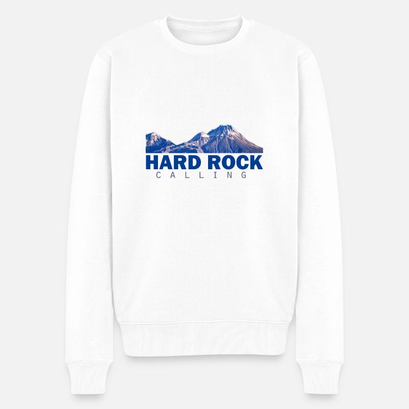 hard rock calling blue - Männer Premium Bio Pullover - Weiß