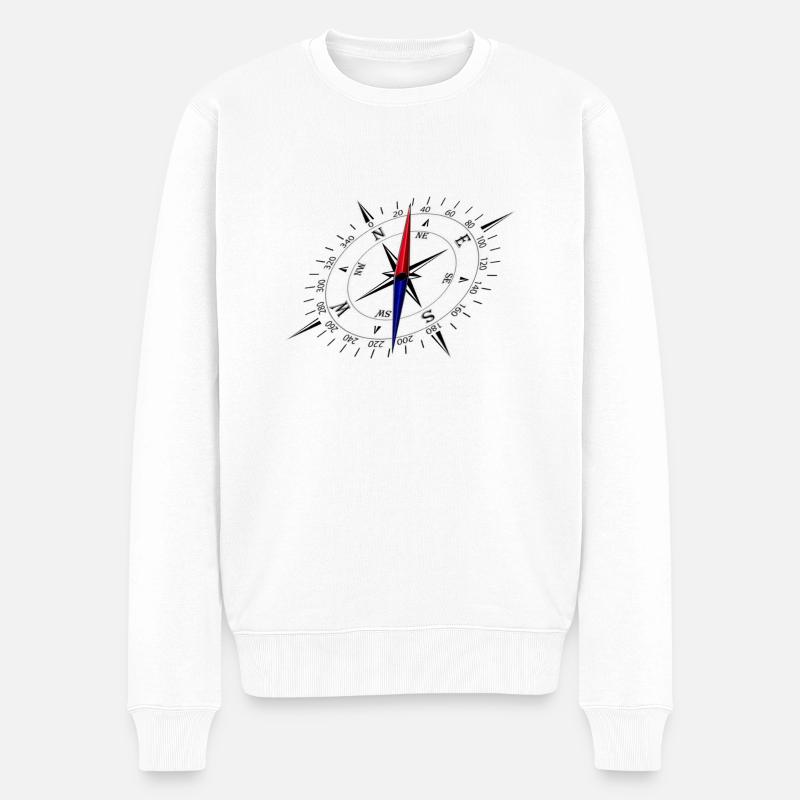 Kompass mit perspektive und schwarzer Skala - Männer Premium Bio Pullover - Weiß