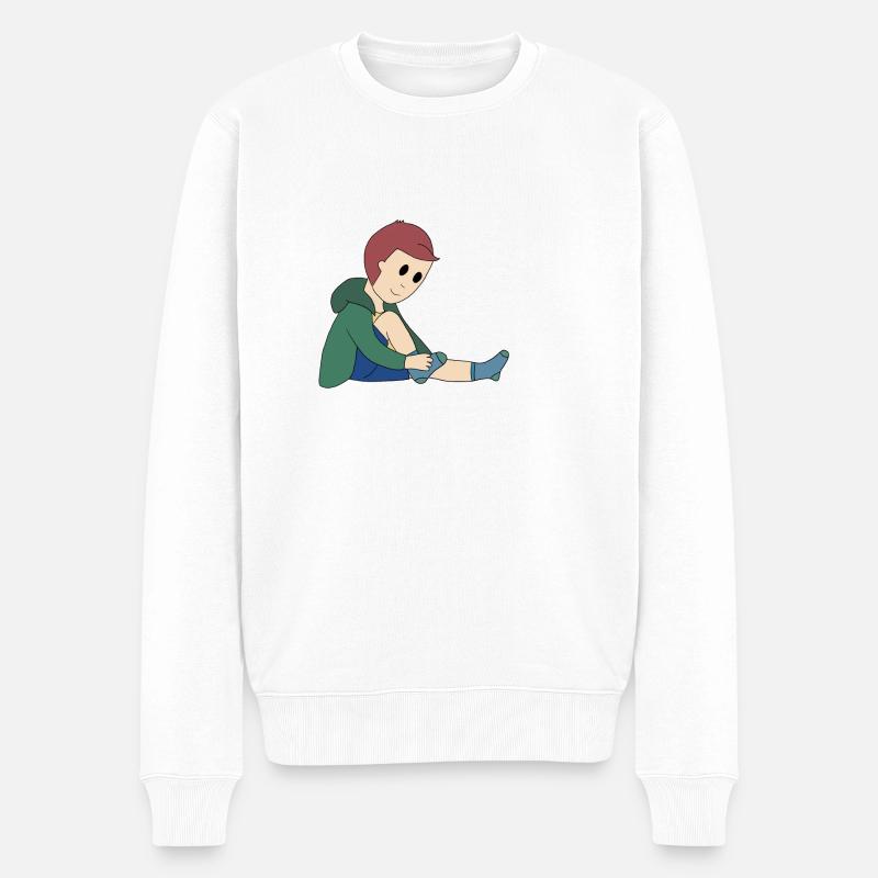 Anziehen von Socken - Männer Premium Bio Pullover - Weiß