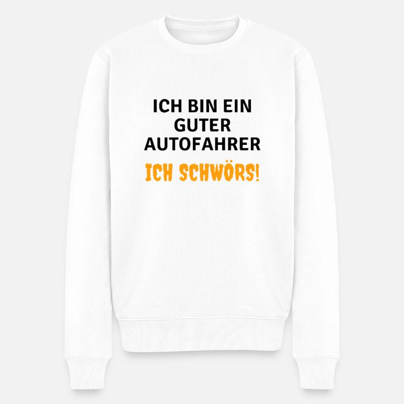 Ich bin ein guter Autofahrer Ich schwörs! - Männer Premium Bio Pullover - Weiß