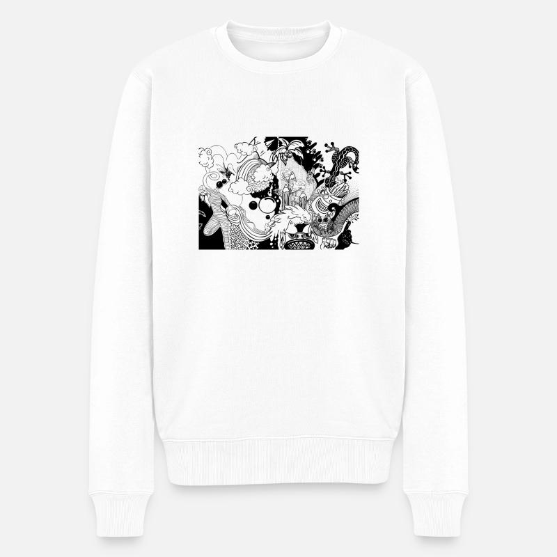 Dessin en noir et blanc - Pull Premium bio Homme - blanc