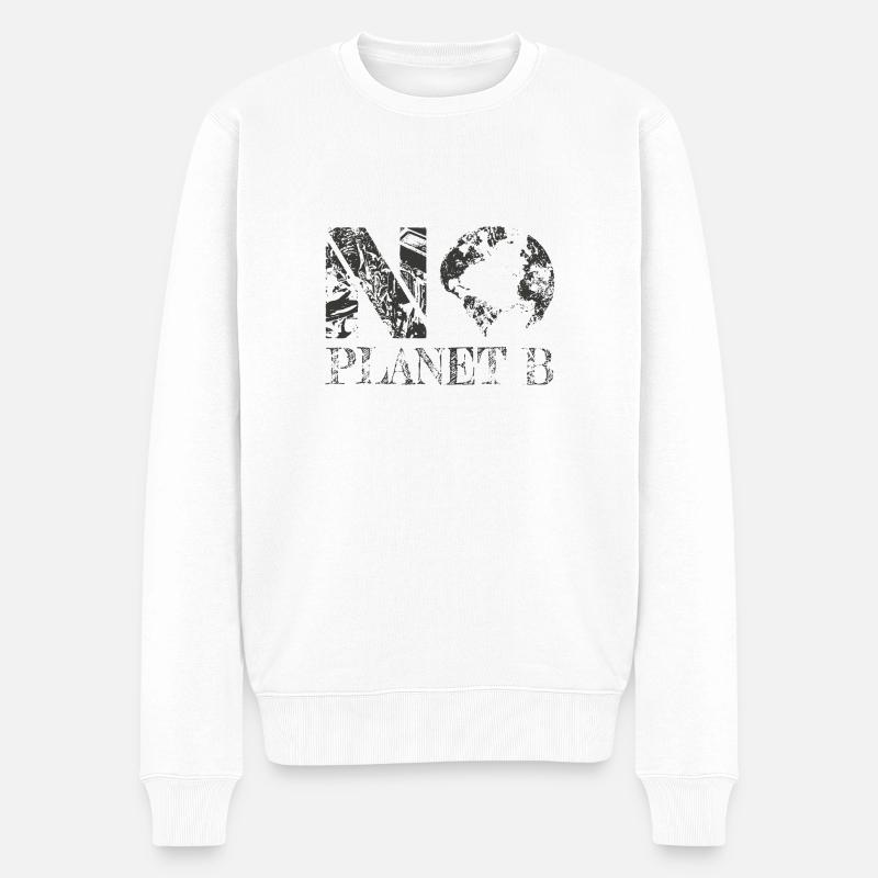 no planet B dark grey - Männer Premium Bio Pullover - Weiß