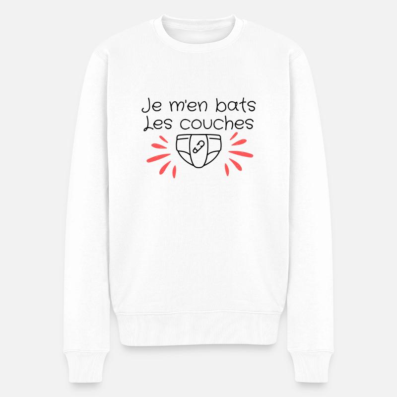 Je m'en bats les couches - Pull Premium bio Homme - blanc