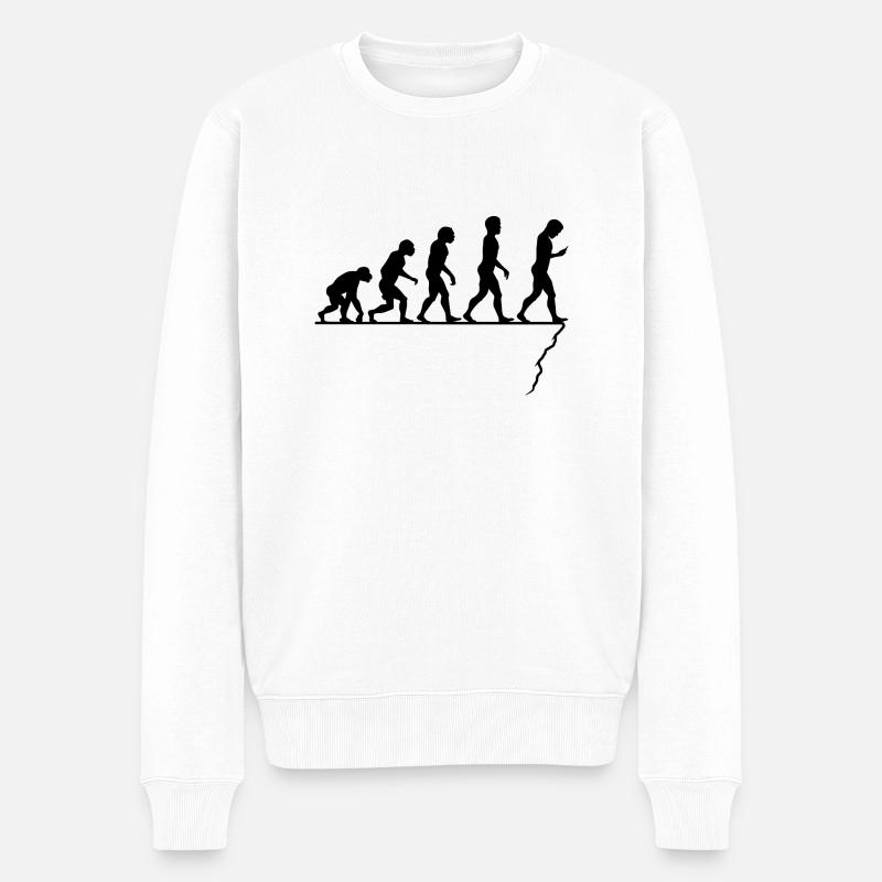 Evolution der Menschheit - Männer Premium Bio Pullover - Weiß