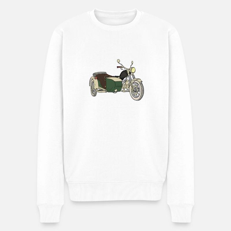 Motorrad mit Beiwagen 2 - Männer Premium Bio Pullover - Weiß