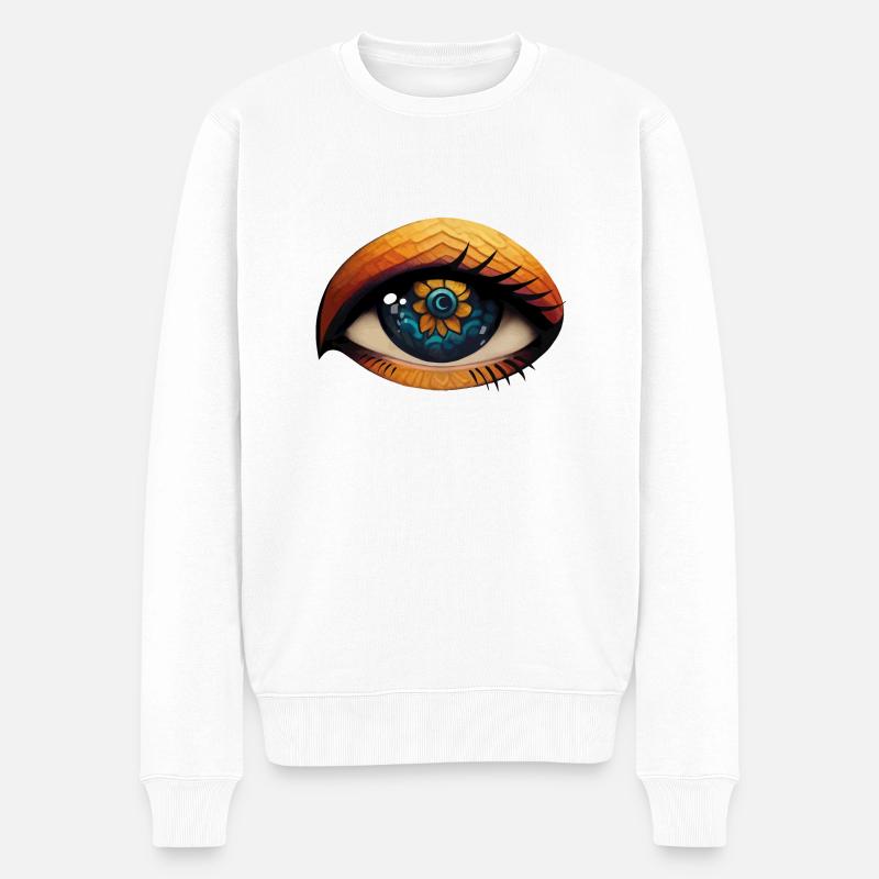 Flower Eye - Männer Premium Bio Pullover - Weiß