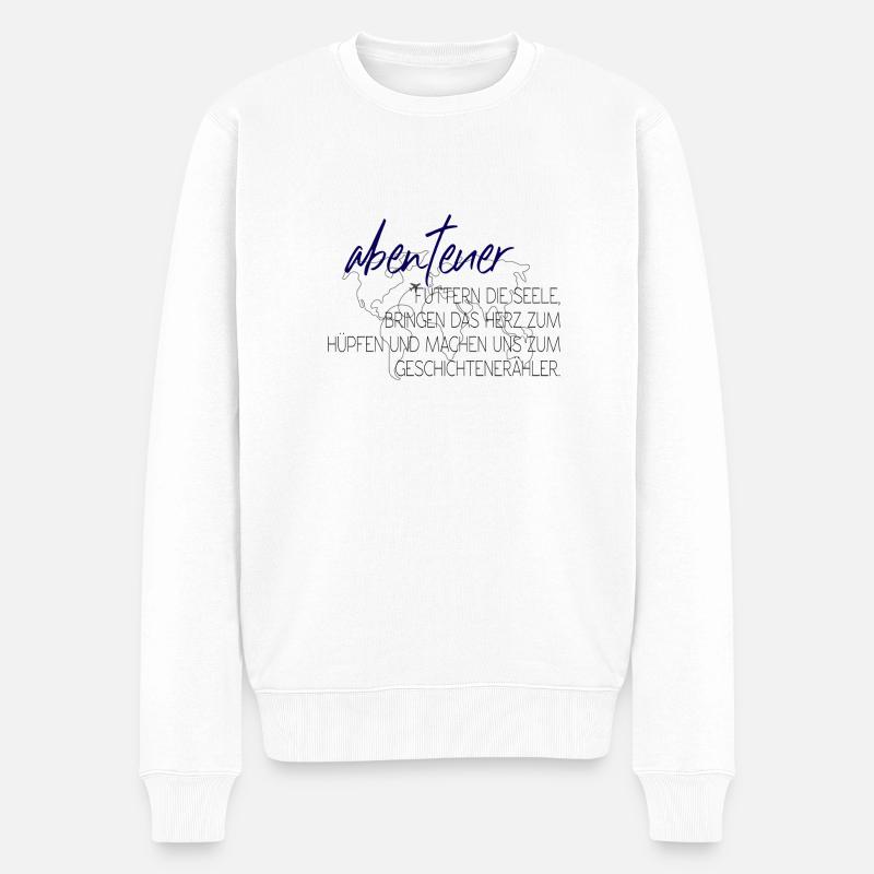 minimalistische Weltkarte03 - Männer Premium Bio Pullover - Weiß