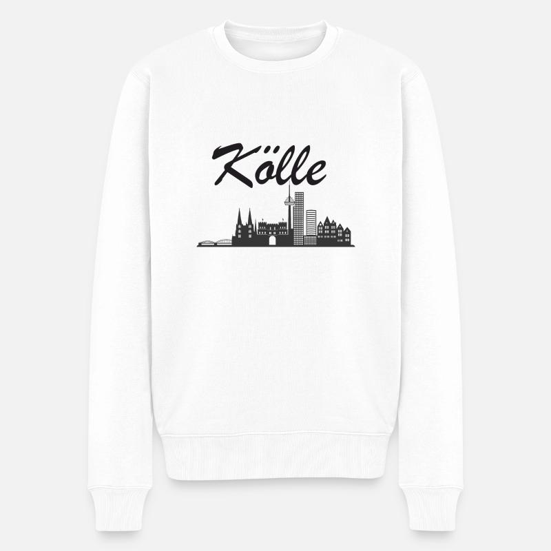 Skyline de Cologne - Kölle - Pull Premium bio Homme - blanc