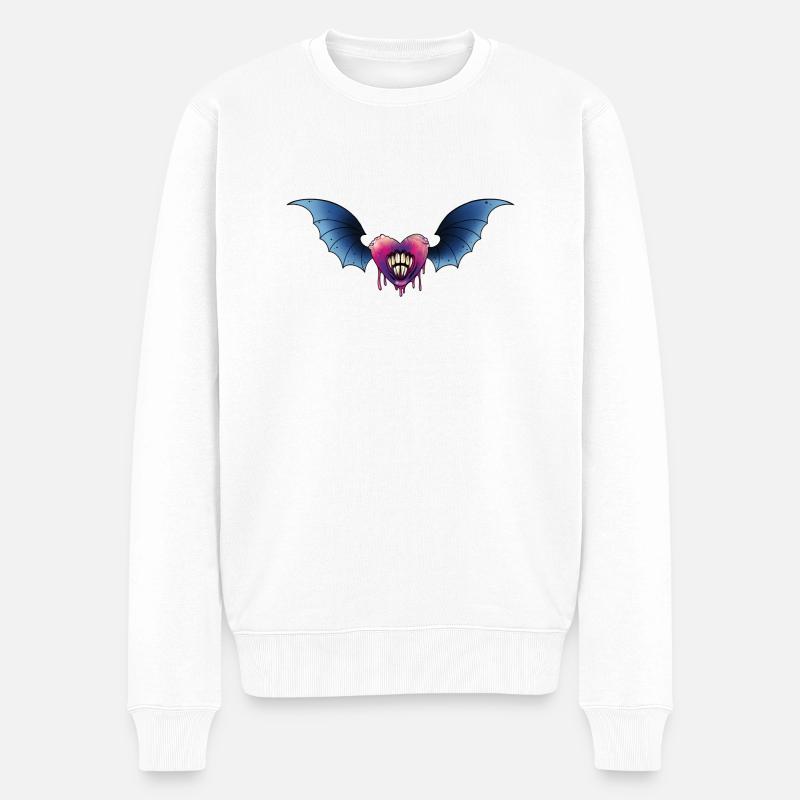 Gezahnte Fledermaus - Männer Premium Bio Pullover - Weiß