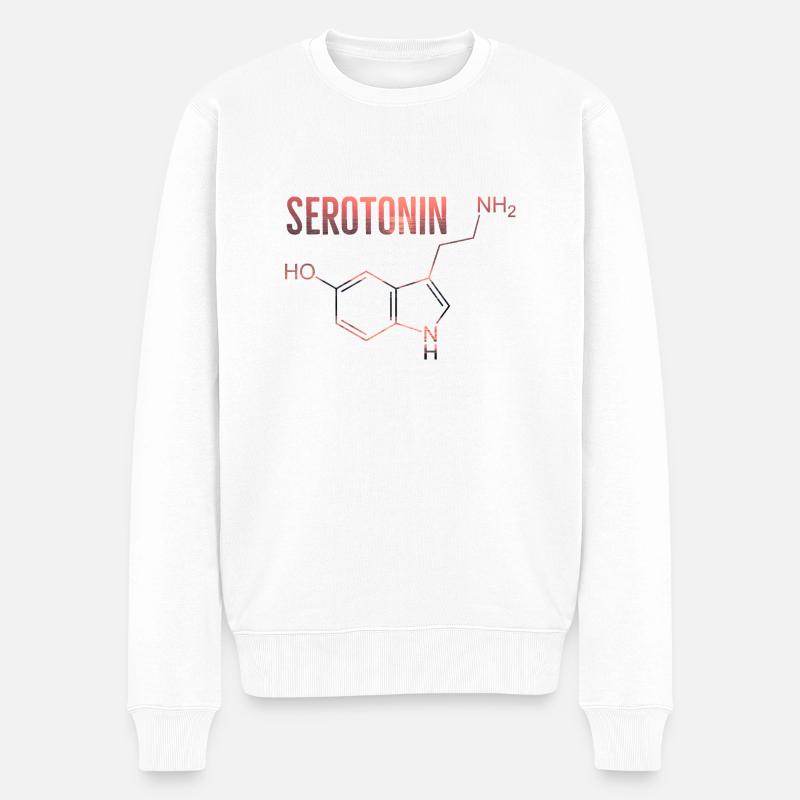 Serotonin-Molekül - Männer Premium Bio Pullover - Weiß