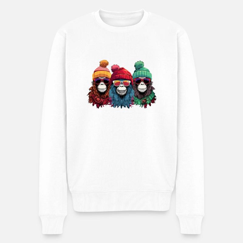 Ugly Christmas Monkeys - Männer Premium Bio Pullover - Weiß