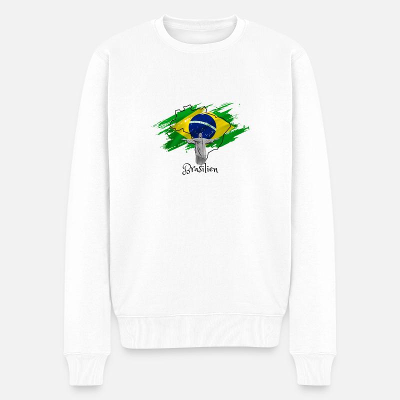 J’aime le Brésil - Statue du Christ - Pull Premium bio Homme - blanc