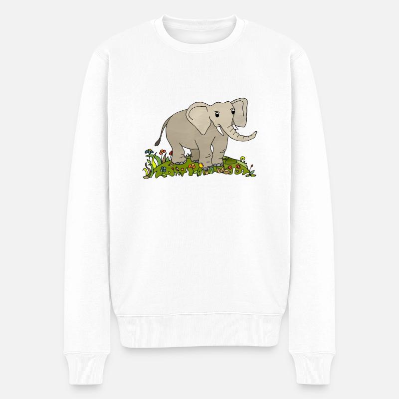 Elefant - Männer Premium Bio Pullover - Weiß
